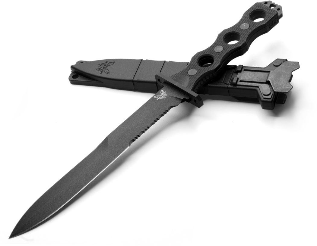 Benchmade 185SBK SOCP Fixed Blade Knife 7.11" Black Double Edge Combo